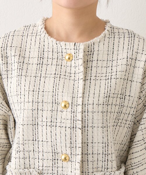 La boutique BonBon（ラブティックボンボン）の「【オケージョン対応】ツィード金ボタンジャケット（ノーカラージャケット・レディース・ブラック/オフホワイト・FREE）」の16枚目の写真