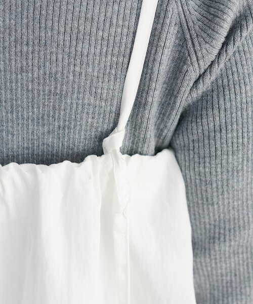 DISCOAT（ディスコート）の「ハシゴレースティアードキャミ（チュニック・レディース・オフホワイト/ブラック・FREE）」の3枚目の写真