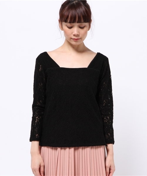 OUTLET(アウトレット)の「【WHO'S WHO gallery】AMレースT(Tシャツ/カットソー・レディース・オフホワイト/ブラック・FREE)」の8枚目の写真