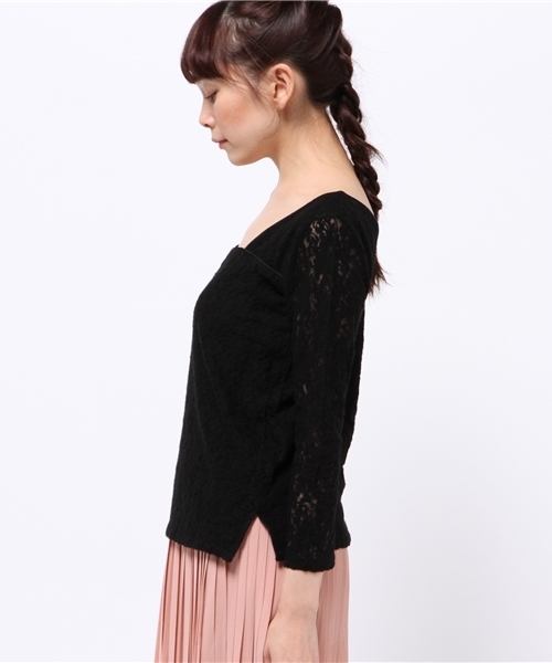 OUTLET(アウトレット)の「【WHO'S WHO gallery】AMレースT(Tシャツ/カットソー・レディース・オフホワイト/ブラック・FREE)」の9枚目の写真