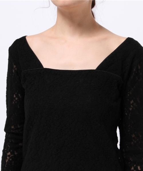 OUTLET(アウトレット)の「【WHO'S WHO gallery】AMレースT(Tシャツ/カットソー・レディース・オフホワイト/ブラック・FREE)」の3枚目の写真