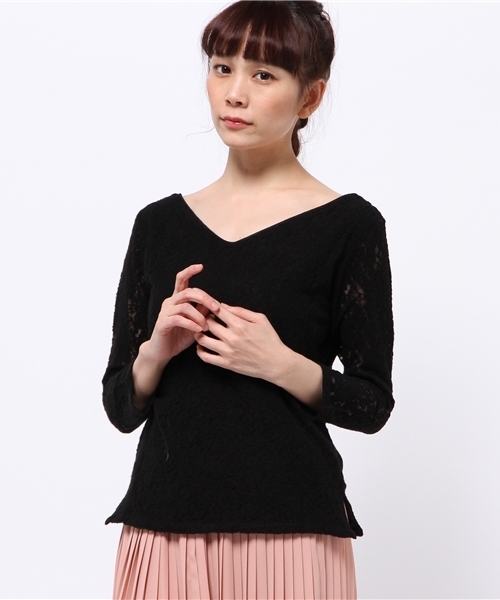 OUTLET(アウトレット)の「【WHO'S WHO gallery】AMレースT(Tシャツ/カットソー・レディース・オフホワイト/ブラック・FREE)」の7枚目の写真