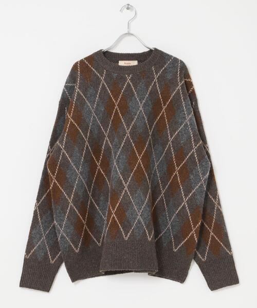 FORK&SPOON（フォークアンドスプーン）の「FORK&SPOON　アーガイルプルオーバーニット（ニット/セーター・メンズ・ブラウン系その他/ブラック系その他・4/5）」の5枚目の写真
