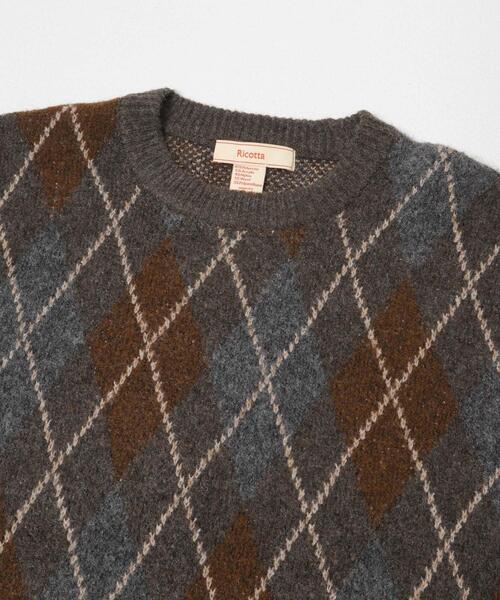FORK&SPOON（フォークアンドスプーン）の「FORK&SPOON　アーガイルプルオーバーニット（ニット/セーター・メンズ・ブラウン系その他/ブラック系その他・4/5）」の6枚目の写真