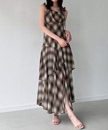 JUNOAH（ジュノア）の「チェックキャミワンピース（ワンピース）」