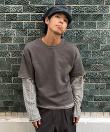 HOOVES（フーブス）の「カットオフレイヤードスウェットシャツ[ブラウン]（Tシャツ/カットソー）」