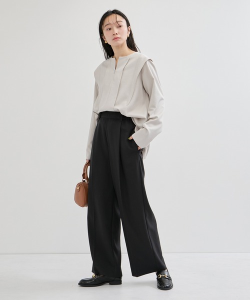 le cercle ADAM ET ROPE'（ルセルクルアダムエロペ）の「ビンテージライクツイルファスナーネックブラウス/セットアップ対応（シャツ/ブラウス・レディース・チャコールグレー/ネイビー/ライトグレー・FREE）」の16枚目の写真