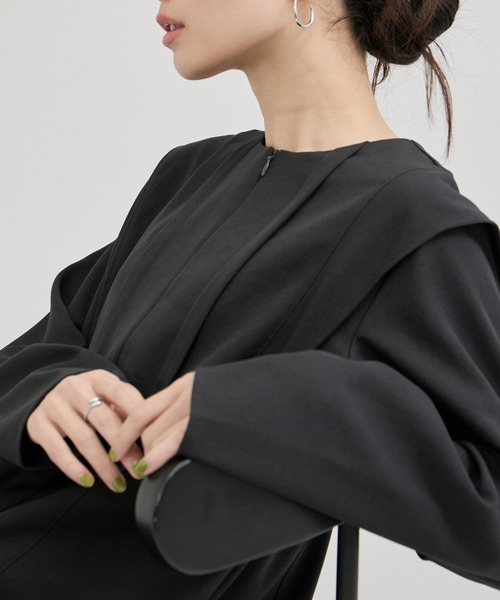 le cercle ADAM ET ROPE'（ルセルクルアダムエロペ）の「ビンテージライクツイルファスナーネックブラウス/セットアップ対応（シャツ/ブラウス・レディース・チャコールグレー/ネイビー/ライトグレー・FREE）」の17枚目の写真