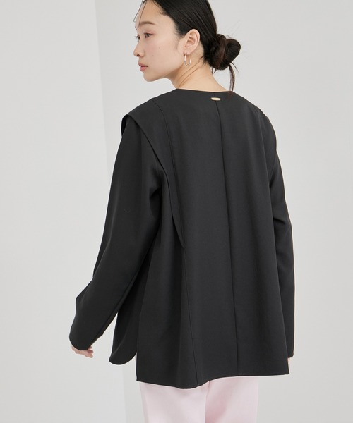 le cercle ADAM ET ROPE'（ルセルクルアダムエロペ）の「ビンテージライクツイルファスナーネックブラウス/セットアップ対応（シャツ/ブラウス・レディース・チャコールグレー/ネイビー/ライトグレー・FREE）」の20枚目の写真