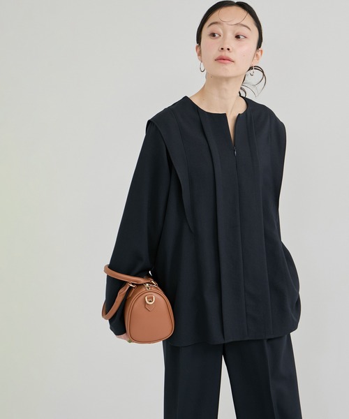 le cercle ADAM ET ROPE'（ルセルクルアダムエロペ）の「ビンテージライクツイルファスナーネックブラウス/セットアップ対応（シャツ/ブラウス・レディース・チャコールグレー/ネイビー/ライトグレー・FREE）」の21枚目の写真