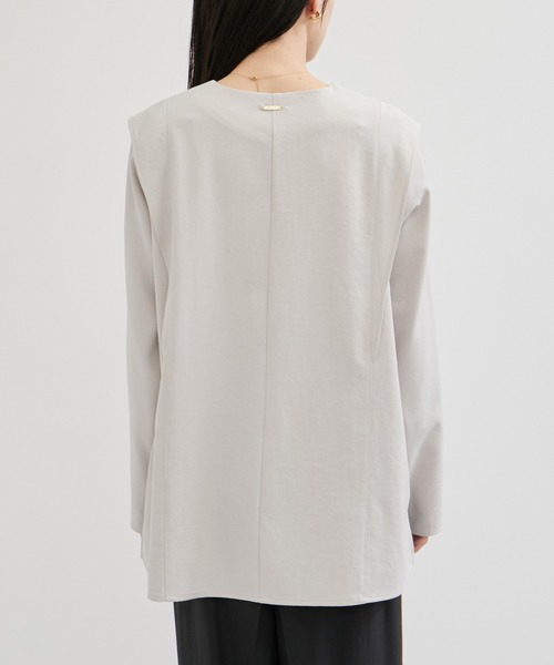 le cercle ADAM ET ROPE'（ルセルクルアダムエロペ）の「ビンテージライクツイルファスナーネックブラウス/セットアップ対応（シャツ/ブラウス・レディース・チャコールグレー/ネイビー/ライトグレー・FREE）」の12枚目の写真