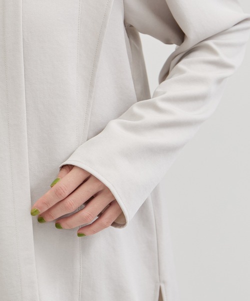 le cercle ADAM ET ROPE'（ルセルクルアダムエロペ）の「ビンテージライクツイルファスナーネックブラウス/セットアップ対応（シャツ/ブラウス・レディース・チャコールグレー/ネイビー/ライトグレー・FREE）」の5枚目の写真