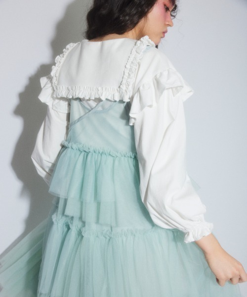 Candy Stripper（キャンディストリッパー）の「FRILL COLLAR トップス（Tシャツ/カットソー・レディース・ブルー系その他2/オフホワイト/ブラック・FREE）」の6枚目の写真