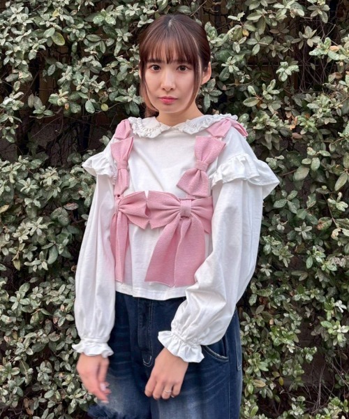 Candy Stripper（キャンディストリッパー）の「FRILL COLLAR トップス（Tシャツ/カットソー・レディース・ブルー系その他2/オフホワイト/ブラック・FREE）」の9枚目の写真