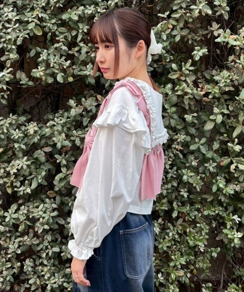 Candy Stripper（キャンディストリッパー）の「FRILL COLLAR トップス（Tシャツ/カットソー・レディース・ブルー系その他2/オフホワイト/ブラック・FREE）」の10枚目の写真