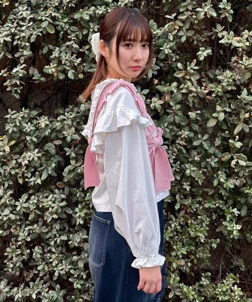 Candy Stripper（キャンディストリッパー）の「FRILL COLLAR トップス（Tシャツ/カットソー・レディース・ブルー系その他2/オフホワイト/ブラック・FREE）」の11枚目の写真