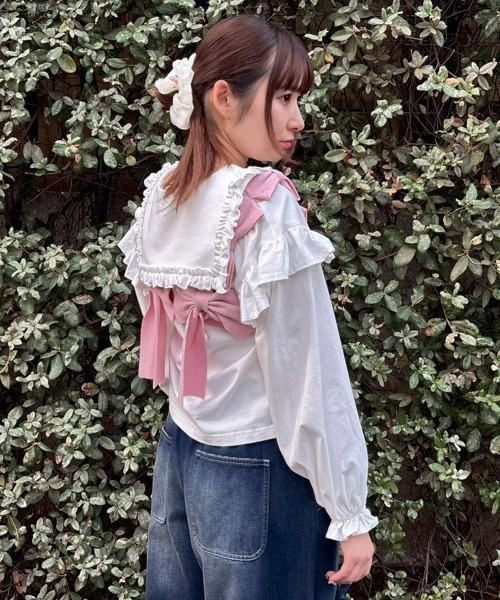 Candy Stripper（キャンディストリッパー）の「FRILL COLLAR トップス（Tシャツ/カットソー・レディース・ブルー系その他2/オフホワイト/ブラック・FREE）」の12枚目の写真