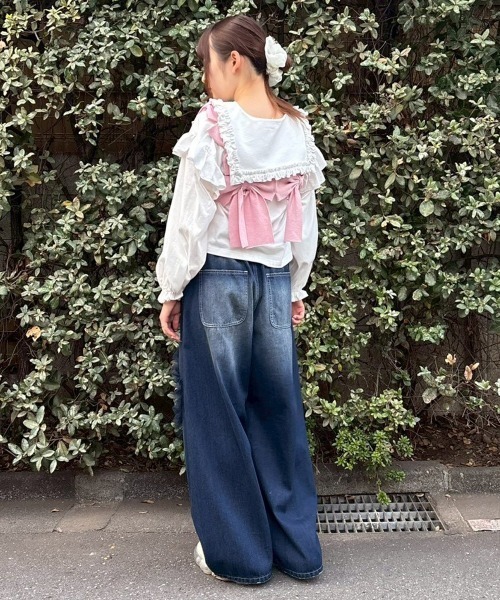 Candy Stripper（キャンディストリッパー）の「FRILL COLLAR トップス（Tシャツ/カットソー・レディース・ブルー系その他2/オフホワイト/ブラック・FREE）」の16枚目の写真