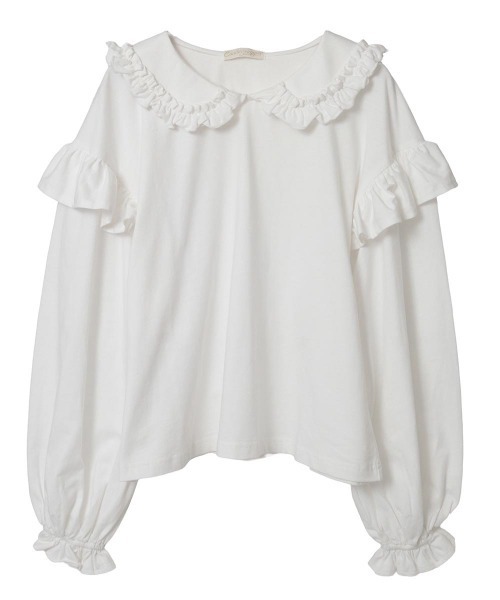 Candy Stripper（キャンディストリッパー）の「FRILL COLLAR トップス（Tシャツ/カットソー・レディース・ブルー系その他2/オフホワイト/ブラック・FREE）」の22枚目の写真