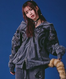 GALFY（ガルフィー）汚れ部族パーカー/トライバル スウェットジップアップパーカー