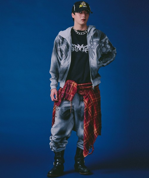 GALFY(ガルフィー)の「GALFY(ガルフィー)汚れ部族パーカー/トライバル スウェットジップアップパーカー(パーカー・メンズ・ホワイト/グレー/スミクロ・2L/LL/L)」の21枚目の写真