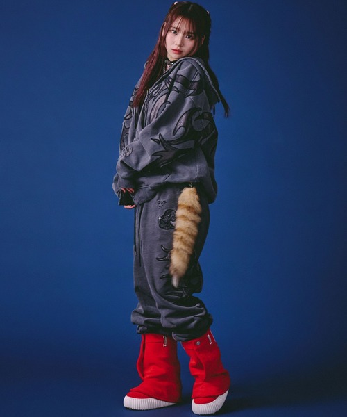 GALFY(ガルフィー)の「GALFY(ガルフィー)汚れ部族パーカー/トライバル スウェットジップアップパーカー(パーカー・メンズ・ホワイト/グレー/スミクロ・2L/LL/L)」の13枚目の写真