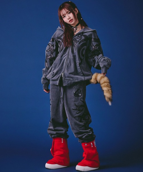 GALFY(ガルフィー)の「GALFY(ガルフィー)汚れ部族パーカー/トライバル スウェットジップアップパーカー(パーカー・メンズ・ホワイト/グレー/スミクロ・2L/LL/L)」の15枚目の写真