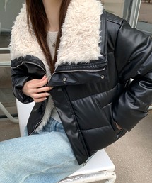 フェイクレザーダウン風ジャケット