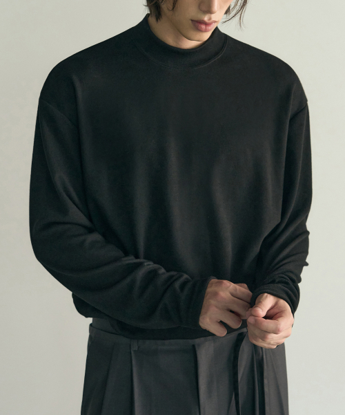 ROTEMBER（ローテンバー）の「レイヤードモックネックニットTシャツ[ブラック]（ニット/セーター・メンズ・その他・MEDIUM/LARGE/X-LARGE）」の3枚目の写真