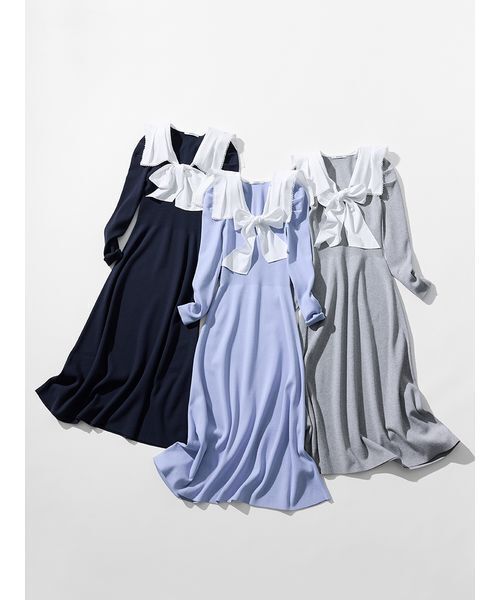 SNIDEL（スナイデル）の「セーラーカラーニットワンピース（ワンピース・レディース・ブルー/ネイビー/ライトグレー・F）」の9枚目の写真