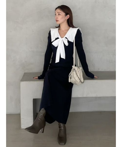 セーラーカラーニットワンピース（ワンピース）｜SNIDEL（スナイデル