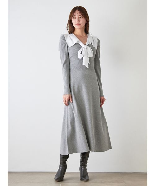 SNIDEL（スナイデル）の「セーラーカラーニットワンピース（ワンピース・レディース・ブルー/ネイビー/ライトグレー・F）」の17枚目の写真