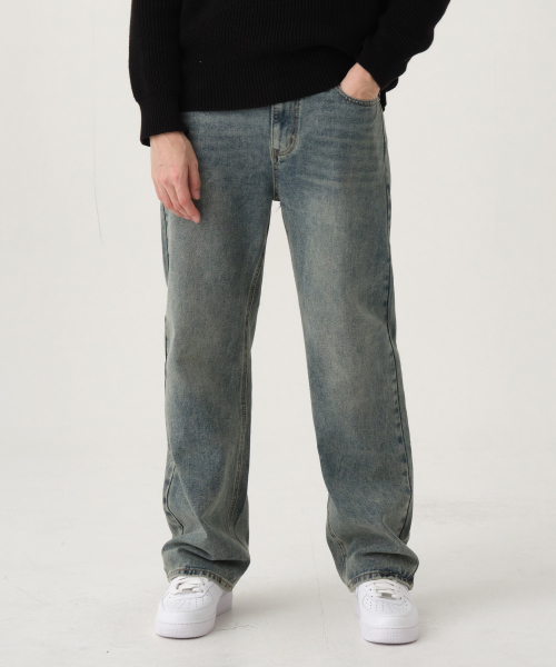 ACSHI（アクシ）の「デイリーセミロングワイドデニムパンツ（ヴィンテージブルーウォッシング）（デニムパンツ・メンズ・その他・M/L/XL/XXL）」の6枚目の写真