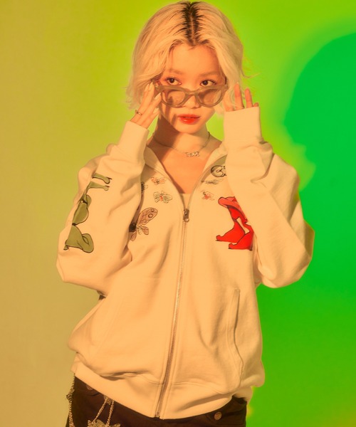 X-girl（エックスガール）の「X-girl x Mark Bode ZIP UP SWEAT HOODIE（パーカー・レディース・ブラック/ホワイト・L/M/S）」の3枚目の写真