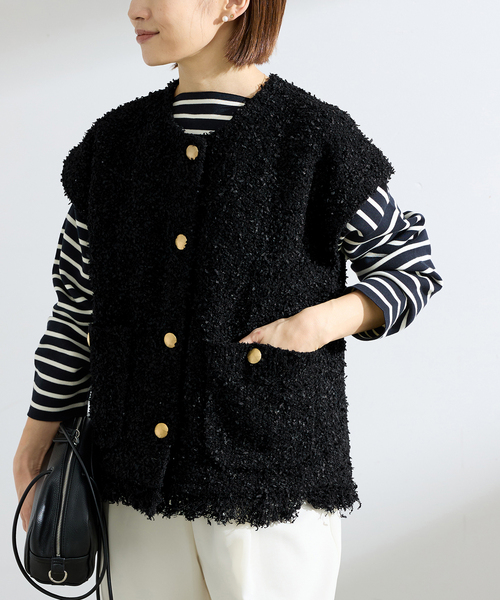 IENA（イエナ）の「ミックスツイードベスト（ベスト・レディース・アイボリー/ブラック・FREE）」の5枚目の写真