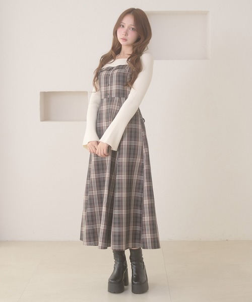 Ambre Neige(アンブルネージュ)の「knit docking back lace up dress / ニットドッキングバックレースアップワンピース(ワンピース・レディース・ボルドー/ダークブラウン/ブラウン系その他/グレー・FREE)」の16枚目の写真