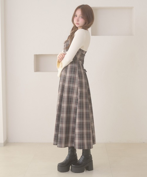 Ambre Neige(アンブルネージュ)の「knit docking back lace up dress / ニットドッキングバックレースアップワンピース(ワンピース・レディース・ボルドー/ダークブラウン/ブラウン系その他/グレー・FREE)」の19枚目の写真