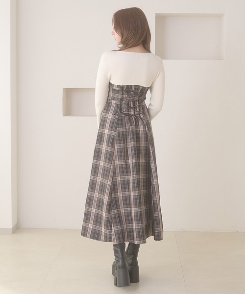 Ambre Neige(アンブルネージュ)の「knit docking back lace up dress / ニットドッキングバックレースアップワンピース(ワンピース・レディース・ボルドー/ダークブラウン/ブラウン系その他/グレー・FREE)」の20枚目の写真