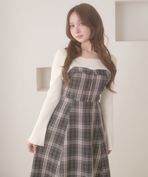 Ambre Neige(アンブルネージュ)の「knit docking back lace up dress / ニットドッキングバックレースアップワンピース(ワンピース・レディース・ボルドー/ダークブラウン/ブラウン系その他/グレー・FREE)」の21枚目の写真