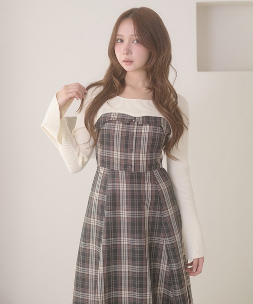 Ambre Neige(アンブルネージュ)の「knit docking back lace up dress / ニットドッキングバックレースアップワンピース(ワンピース・レディース・ボルドー/ダークブラウン/ブラウン系その他/グレー・FREE)」の22枚目の写真