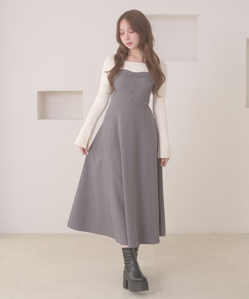 Ambre Neige(アンブルネージュ)の「knit docking back lace up dress / ニットドッキングバックレースアップワンピース(ワンピース・レディース・ボルドー/ダークブラウン/ブラウン系その他/グレー・FREE)」の5枚目の写真