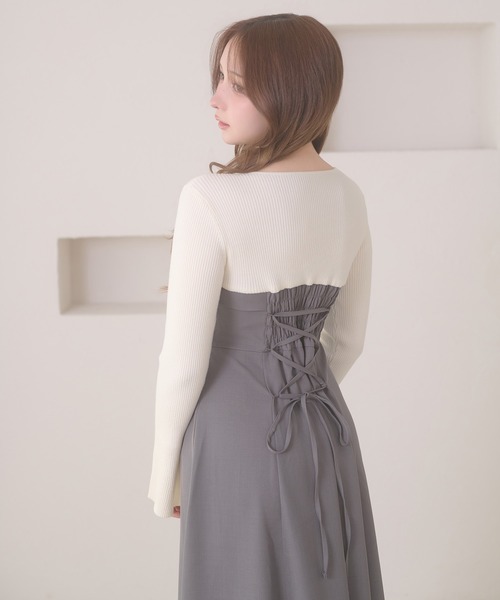 Ambre Neige(アンブルネージュ)の「knit docking back lace up dress / ニットドッキングバックレースアップワンピース(ワンピース・レディース・ボルドー/ダークブラウン/ブラウン系その他/グレー・FREE)」の13枚目の写真
