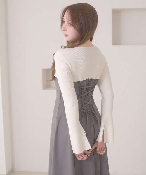 Ambre Neige(アンブルネージュ)の「knit docking back lace up dress / ニットドッキングバックレースアップワンピース(ワンピース・レディース・ボルドー/ダークブラウン/ブラウン系その他/グレー・FREE)」の14枚目の写真