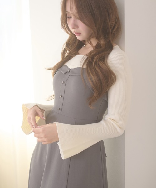 Ambre Neige(アンブルネージュ)の「knit docking back lace up dress / ニットドッキングバックレースアップワンピース(ワンピース・レディース・ボルドー/ダークブラウン/ブラウン系その他/グレー・FREE)」の12枚目の写真