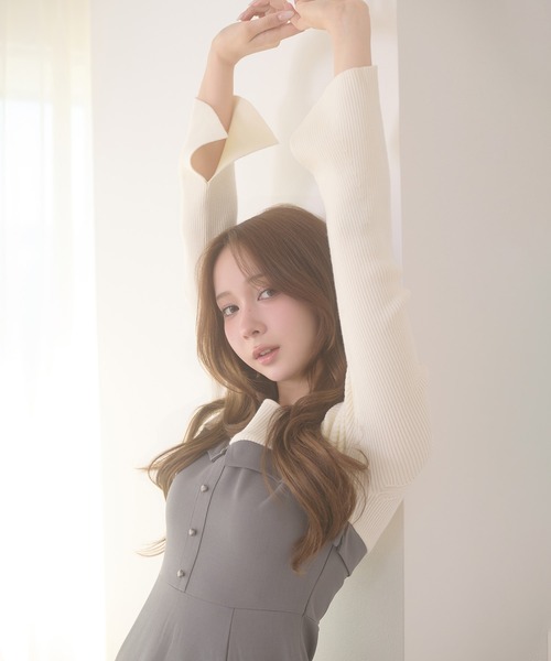 Ambre Neige(アンブルネージュ)の「knit docking back lace up dress / ニットドッキングバックレースアップワンピース(ワンピース・レディース・ボルドー/ダークブラウン/ブラウン系その他/グレー・FREE)」の15枚目の写真