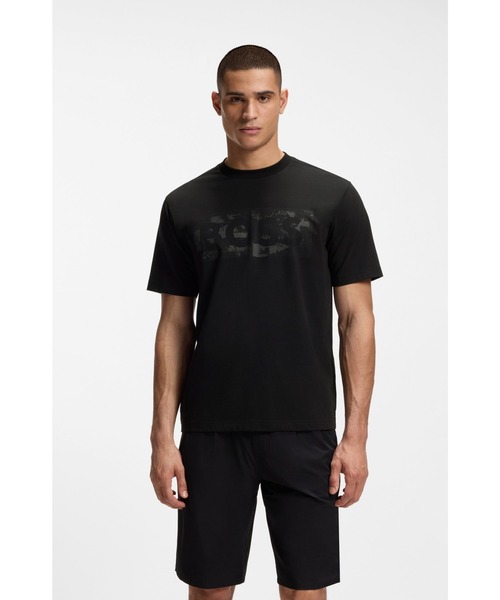 BOSS(ボス)の「ストレッチコットン Tシャツ ロゴアートワーク(Tシャツ/カットソー・メンズ・ブラック/ライトブラウン・M/L/XL/S)」の1枚目の写真