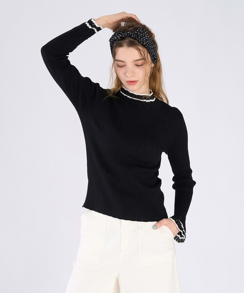 To b. by agnes b.（トゥービーバイアニエスベー）の「コットン オープンワーク ニット プルオーバー（ニット/セーター・レディース・ブラック・FREE）」の3枚目の写真