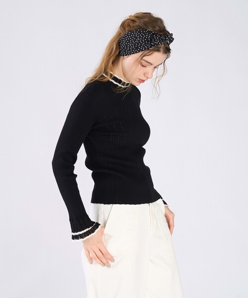 To b. by agnes b.（トゥービーバイアニエスベー）の「コットン オープンワーク ニット プルオーバー（ニット/セーター・レディース・ブラック・FREE）」の4枚目の写真