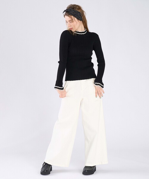 To b. by agnes b.（トゥービーバイアニエスベー）の「コットン オープンワーク ニット プルオーバー（ニット/セーター・レディース・ブラック・FREE）」の6枚目の写真