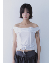 RABBIT SHIRRING T-SHIRT WHITE